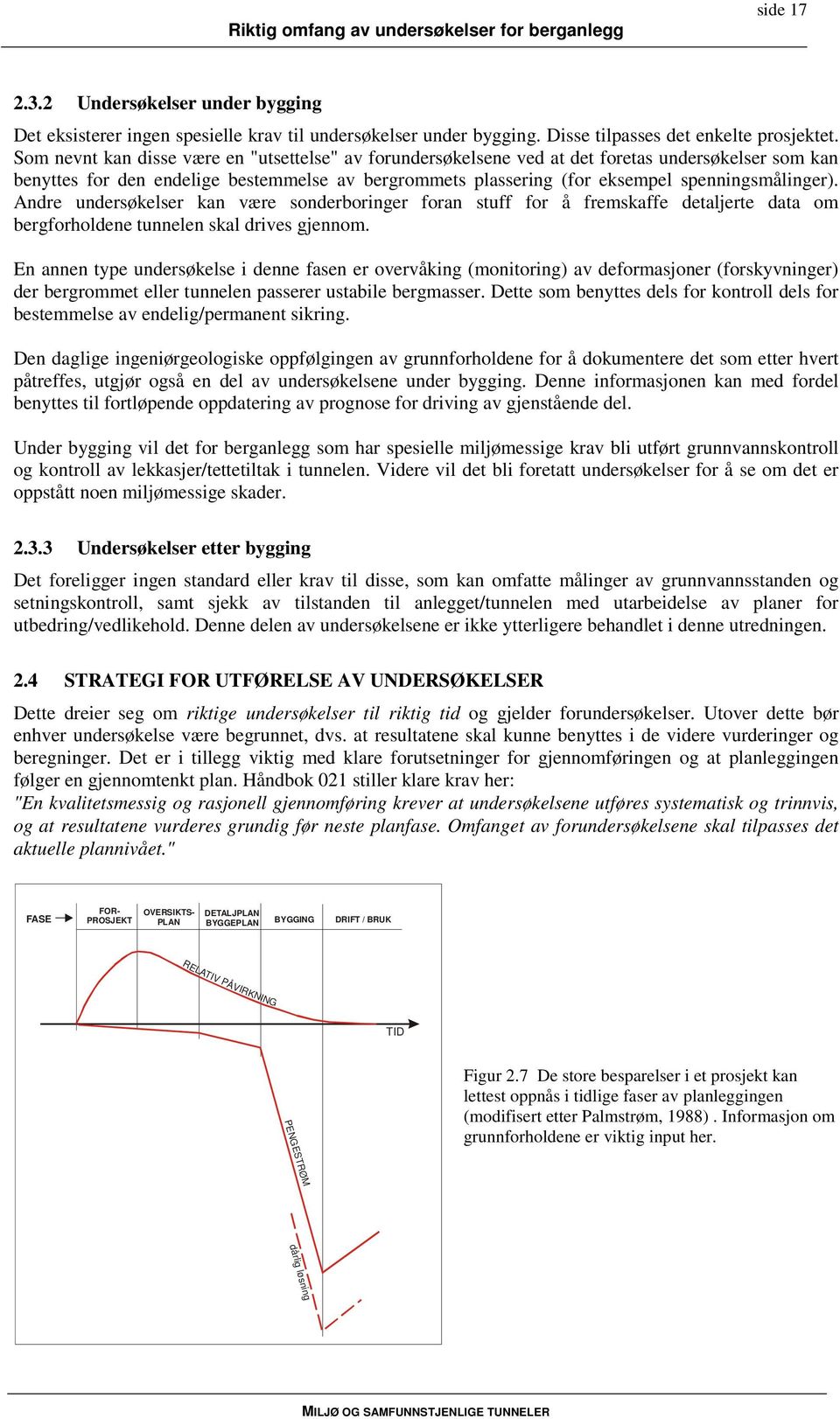 Andre undersøkelser kan være sonderboringer foran stuff for å fremskaffe detaljerte data om bergforholdene tunnelen skal drives gjennom.