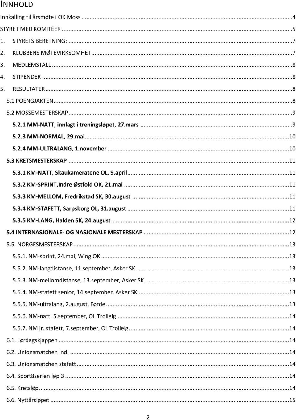 mai...11 5.3.3 KM-MELLOM, Fredrikstad SK, 30.august...11 5.3.4 KM-STAFETT, Sarpsborg OL, 31.august...11 5.3.5 KM-LANG, Halden SK, 24.august...12 5.4 INTERNASJONALE- OG NASJONALE MESTERSKAP...12 5.5. NORGESMESTERSKAP.