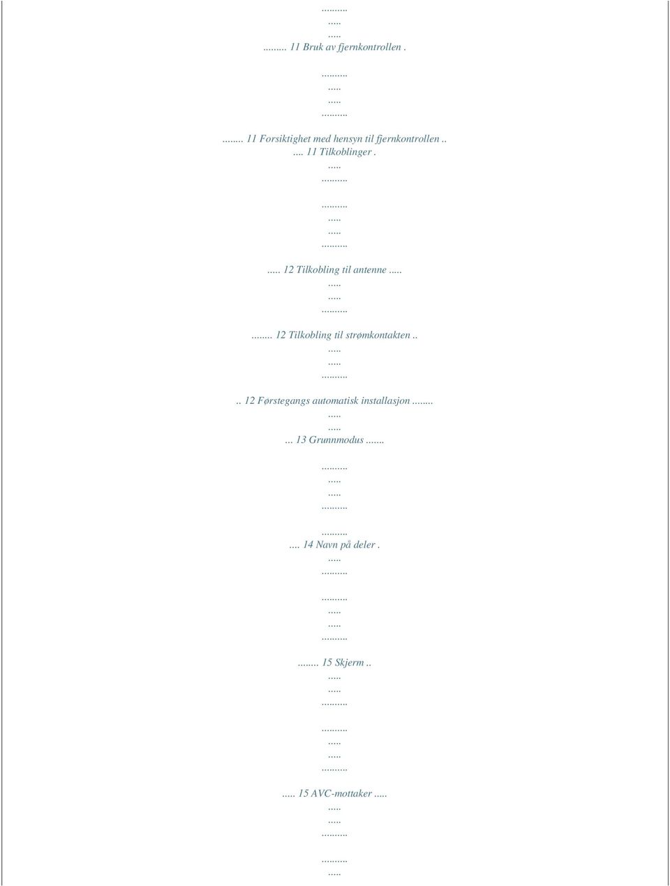 12 Tilkobling til antenne... 12 Tilkobling til strømkontakten.