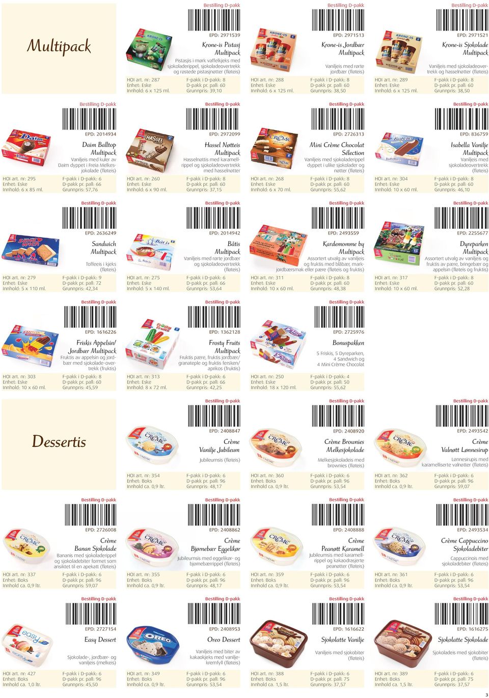 02014934 Daim Balltop 02972099 Vaniljeis med kuler av Daim dyppet i Freia Melkesjokolade Hasselnøttis med karamellrippel og sjokoladeovertrekk med hasselnøtter D-pakk pr.