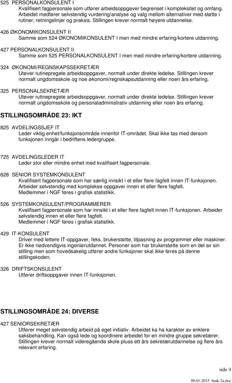 426 ØKONOMIKONSULENT II Samme som 524 ØKONOMIKONSULENT I men med mindre erfaring/kortere utdanning.