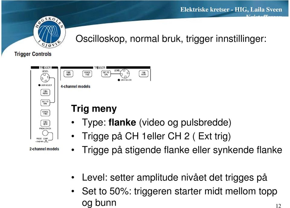 Trigge på stigende flanke eller synkende flanke Level: setter