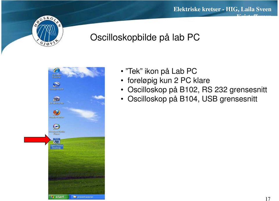 Oscilloskop på B102, RS 232