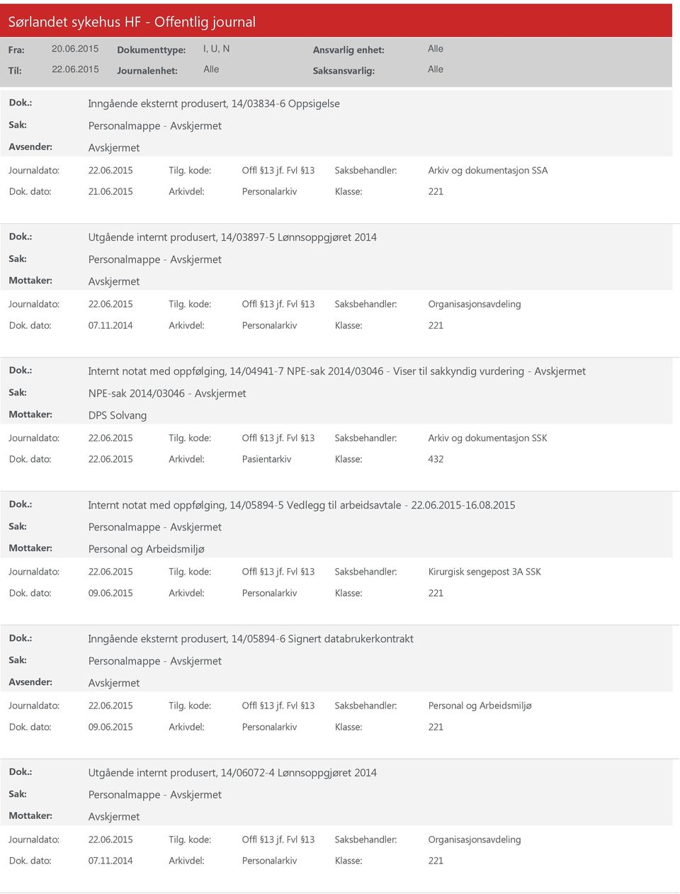 2014 Arkivdel: Personalarkiv Internt notat med oppfølging, 14/04941-7 NPE-sak 2014/03046 - Viser til sakkyndig vurdering - NPE-sak 2014/03046 - DPS Solvang Arkiv og dokumentasjon SSK Dok.