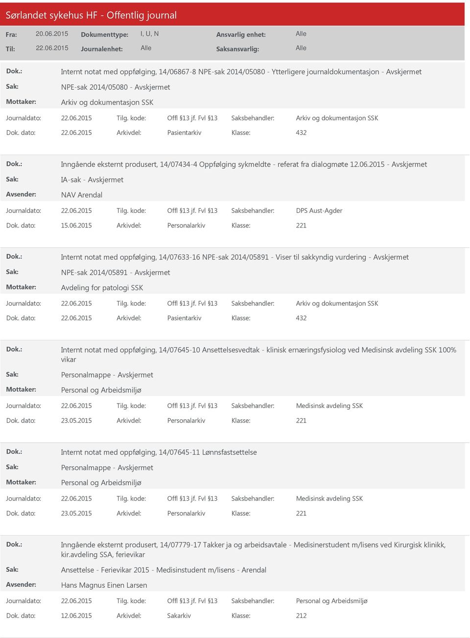 2015 - IA-sak - NAV Arendal DPS Aust-Agder Dok. dato: 15.06.