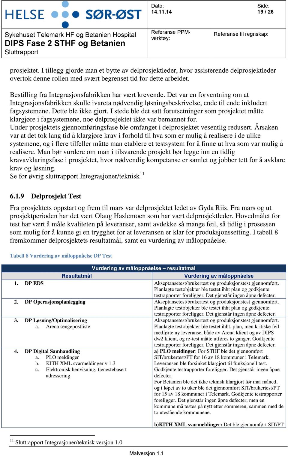 Dette ble ikke gjort. I stede ble det satt forutsetninger som prosjektet måtte klargjøre i fagsystemene, noe delprosjektet ikke var bemannet for.