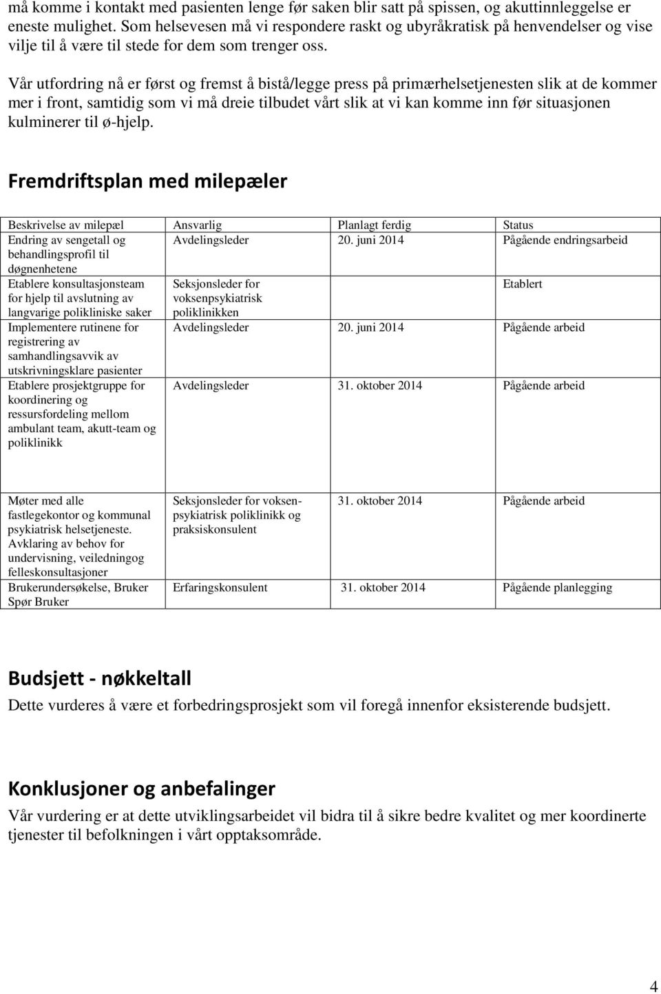 Vår utfordring nå er først og fremst å bistå/legge press på primærhelsetjenesten slik at de kommer mer i front, samtidig som vi må dreie tilbudet vårt slik at vi kan komme inn før situasjonen