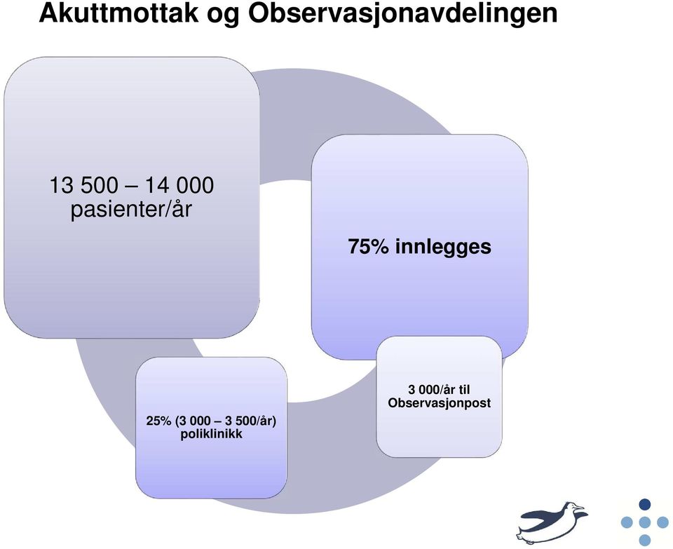 000 pasienter/år 75% innlegges 25%