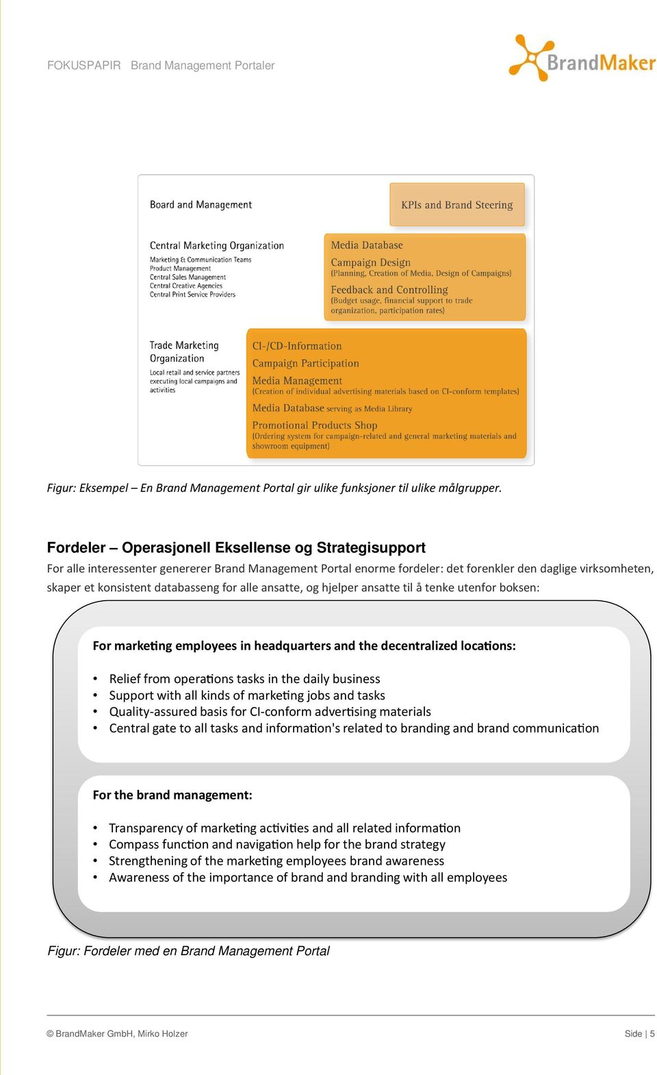 for alle ansatte, og hjelper ansatte til å tenke utenfor boksen: For marke ng employees in headquarters and the decentralized loca ons: Relief from opera ons tasks in the daily business Support with