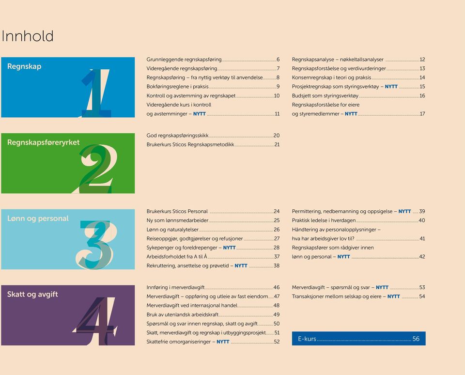 ..14 Prosjektregnskap som styringsverktøy NYTT...15 Budsjett som styringsverktøy...16 Regnskapsforståelse for eiere og avstemminger NYTT...11 og styremedlemmer NYTT.