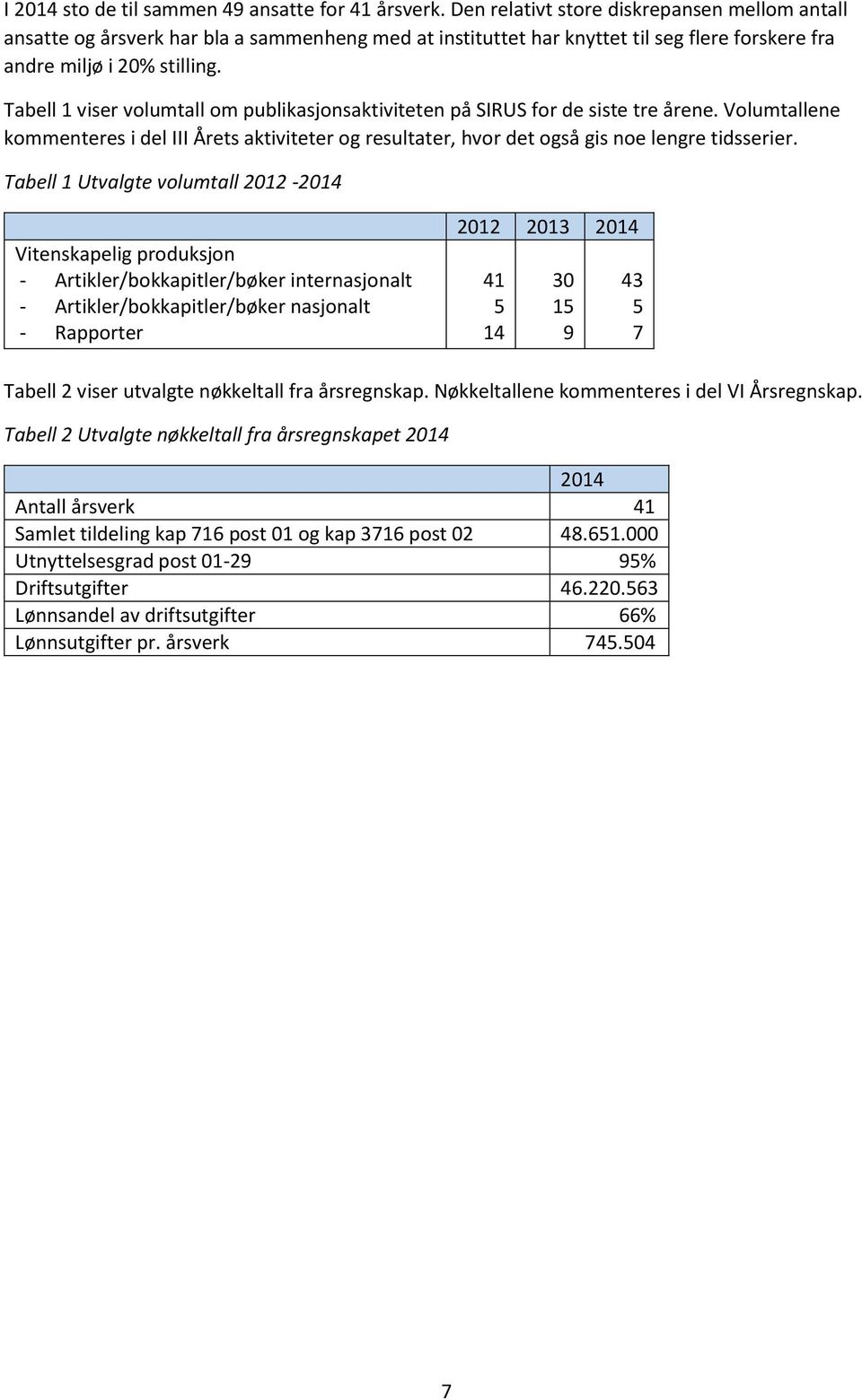 Tabell 1 viser volumtall om publikasjonsaktiviteten på SIRUS for de siste tre årene. Volumtallene kommenteres i del III Årets aktiviteter og resultater, hvor det også gis noe lengre tidsserier.