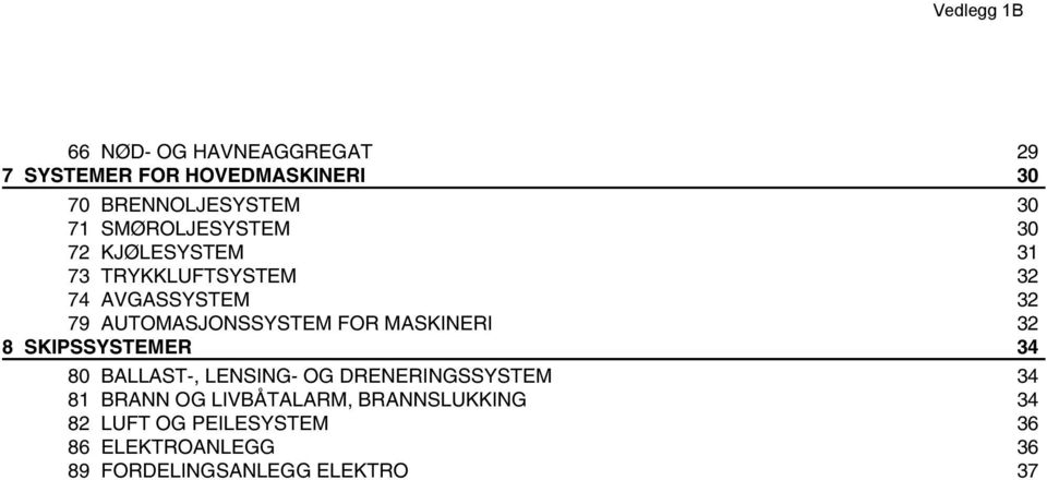 AUTOMASJONSSYSTEM FOR MASKINERI 32 8 SKIPSSYSTEMER 34 80 BALLAST-, LENSING- OG DRENERINGSSYSTEM