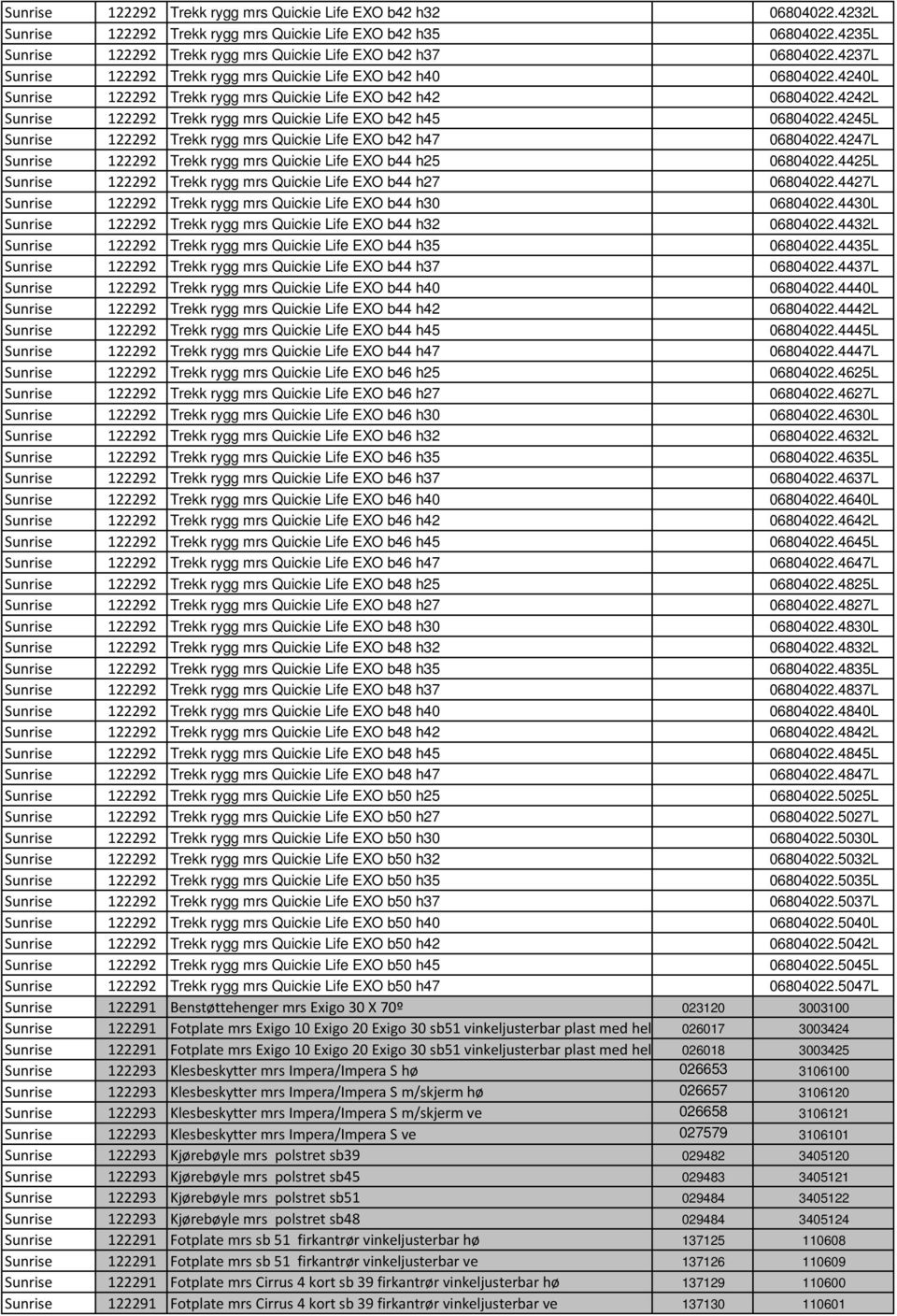 4240L Sunrise 122292 Trekk rygg mrs Quickie Life EXO b42 h42 06804022.4242L Sunrise 122292 Trekk rygg mrs Quickie Life EXO b42 h45 06804022.