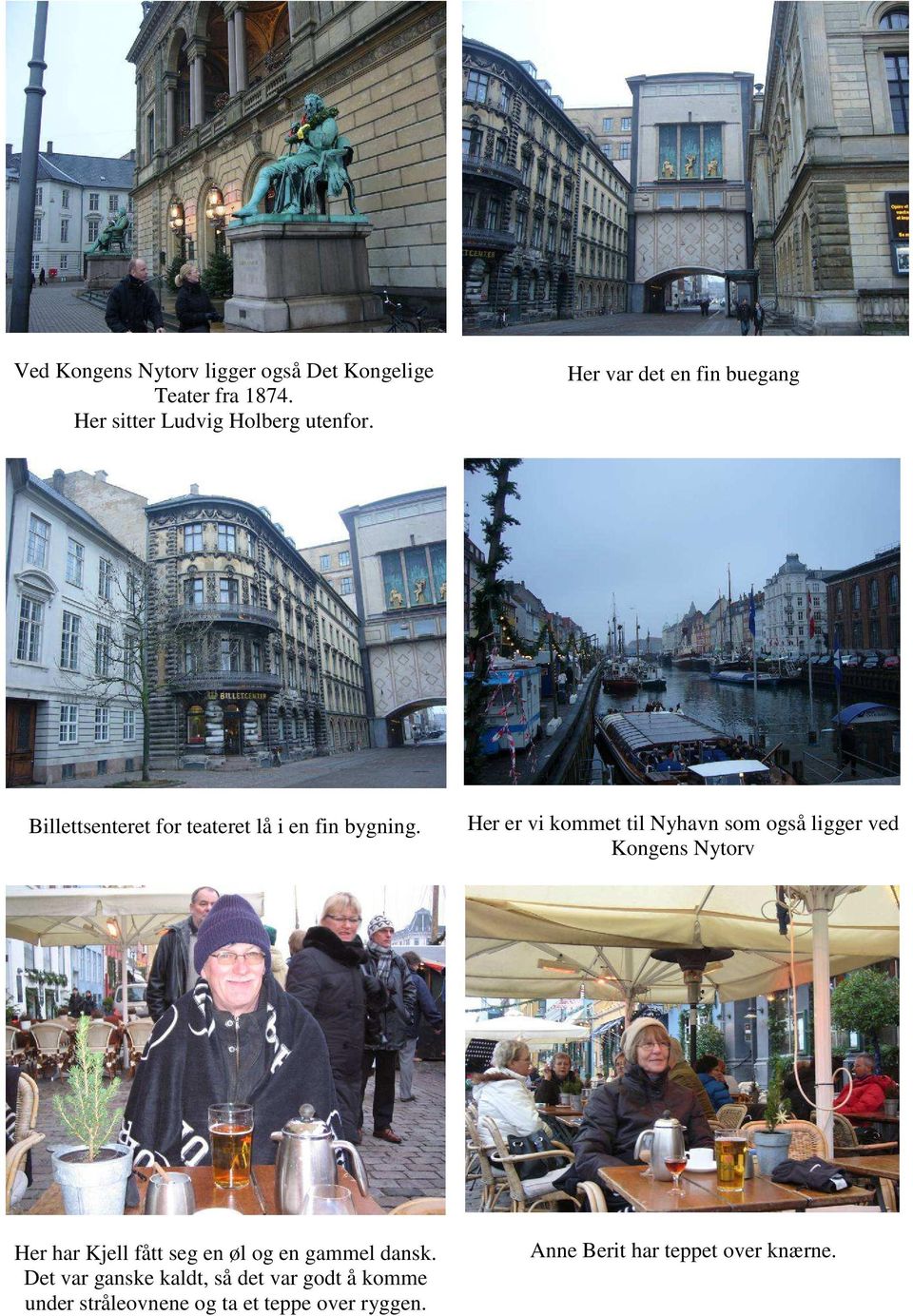 Her er vi kommet til Nyhavn som også ligger ved Kongens Nytorv Her har Kjell fått seg en øl og en