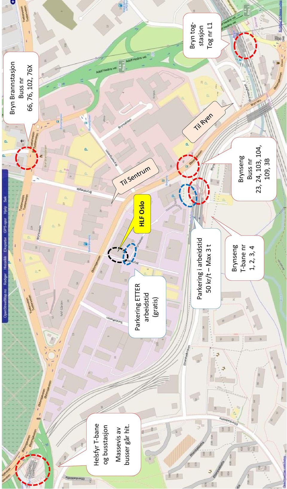 Brynseng T-bane nr 1, 2, 3, 4 HLF Oslo Brynseng Buss nr 23, 24, 103, 104,