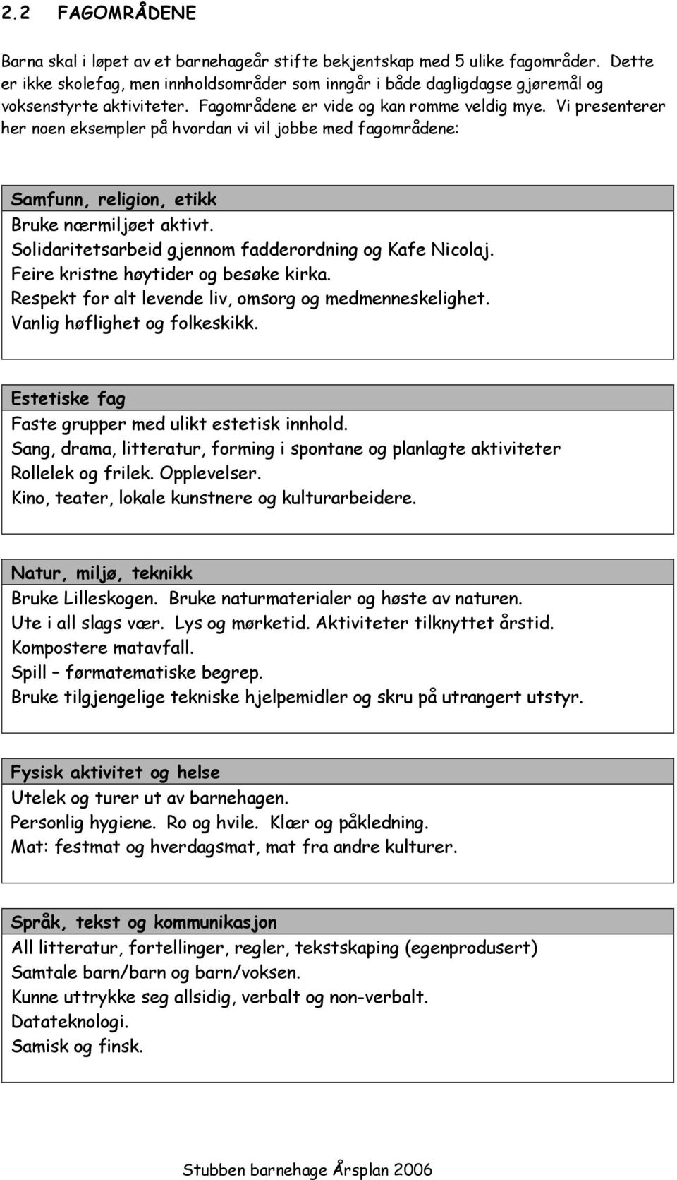 Vi presenterer her noen eksempler på hvordan vi vil jobbe med fagområdene: Samfunn, religion, etikk Bruke nærmiljøet aktivt. Solidaritetsarbeid gjennom fadderordning og Kafe Nicolaj.