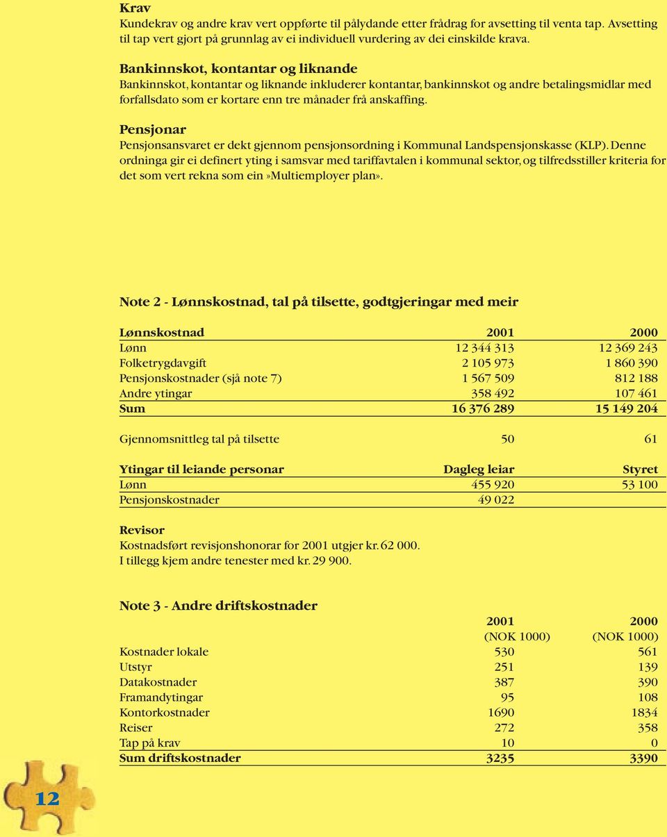 Pensjonar Pensjonsansvaret er dekt gjennom pensjonsordning i Kommunal Landspensjonskasse (KLP).