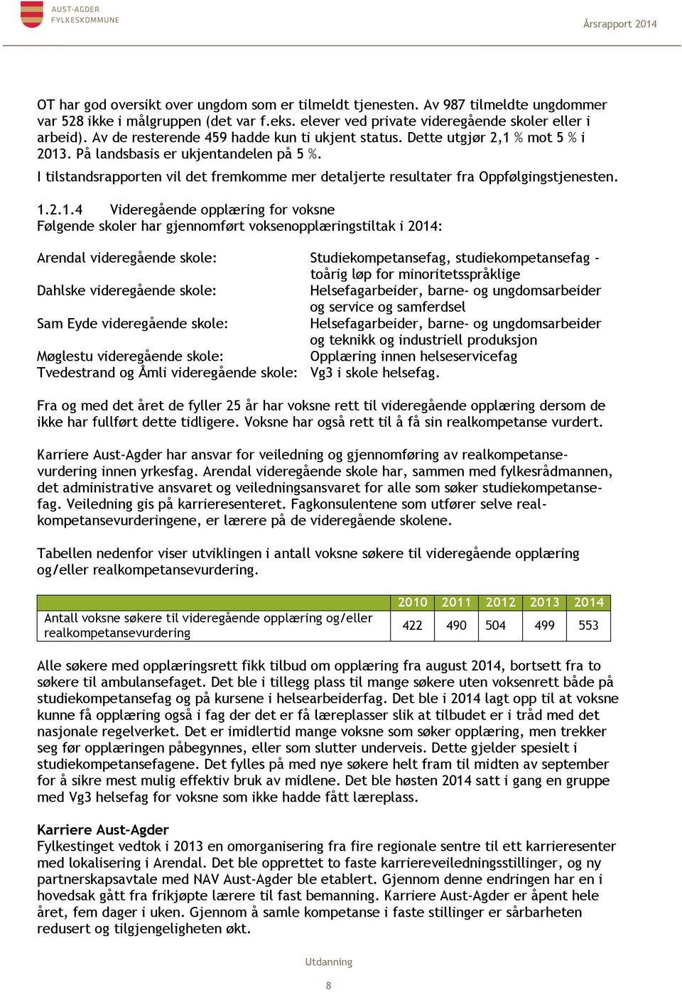 I tilstandsrapporten vil det fremkomme mer detaljerte resultater fra Oppfølgingstjenesten. 1.