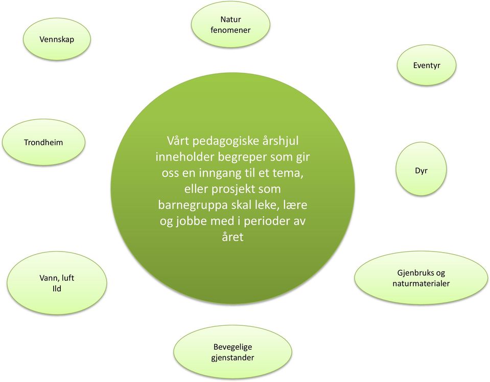 prosjekt som barnegruppa skal leke, lære og jobbe med i perioder av