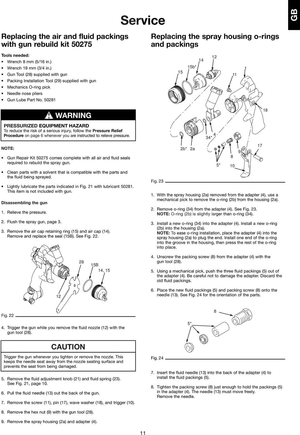 5028 5 5b* 4 2 NOTE: Gun Repair Kit 50275 comes complete with all air and fluid seals required to rebuild the spray gun.