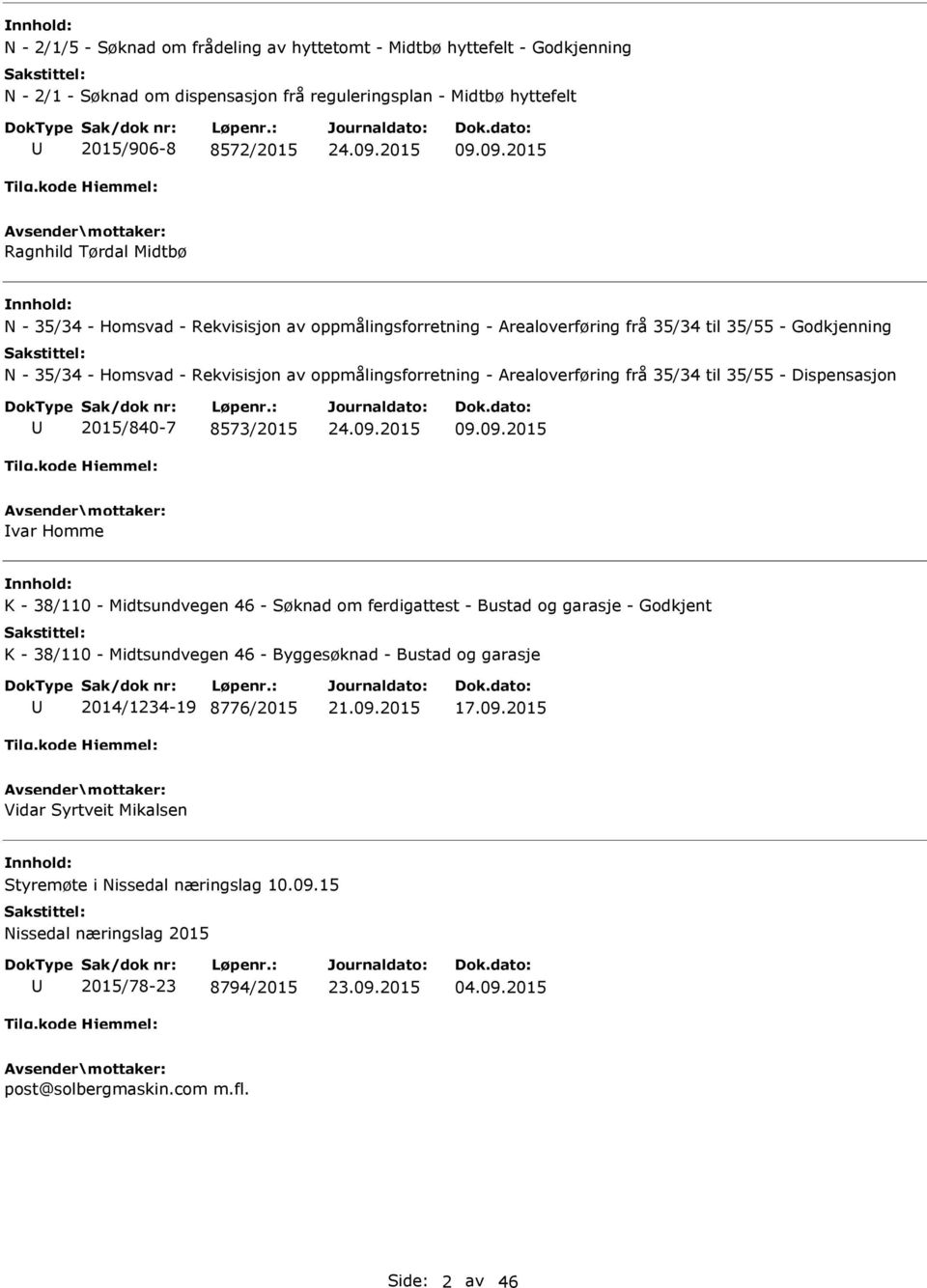 - Arealoverføring frå 35/34 til 35/55 - Dispensasjon 2015/840-7 8573/2015 09.