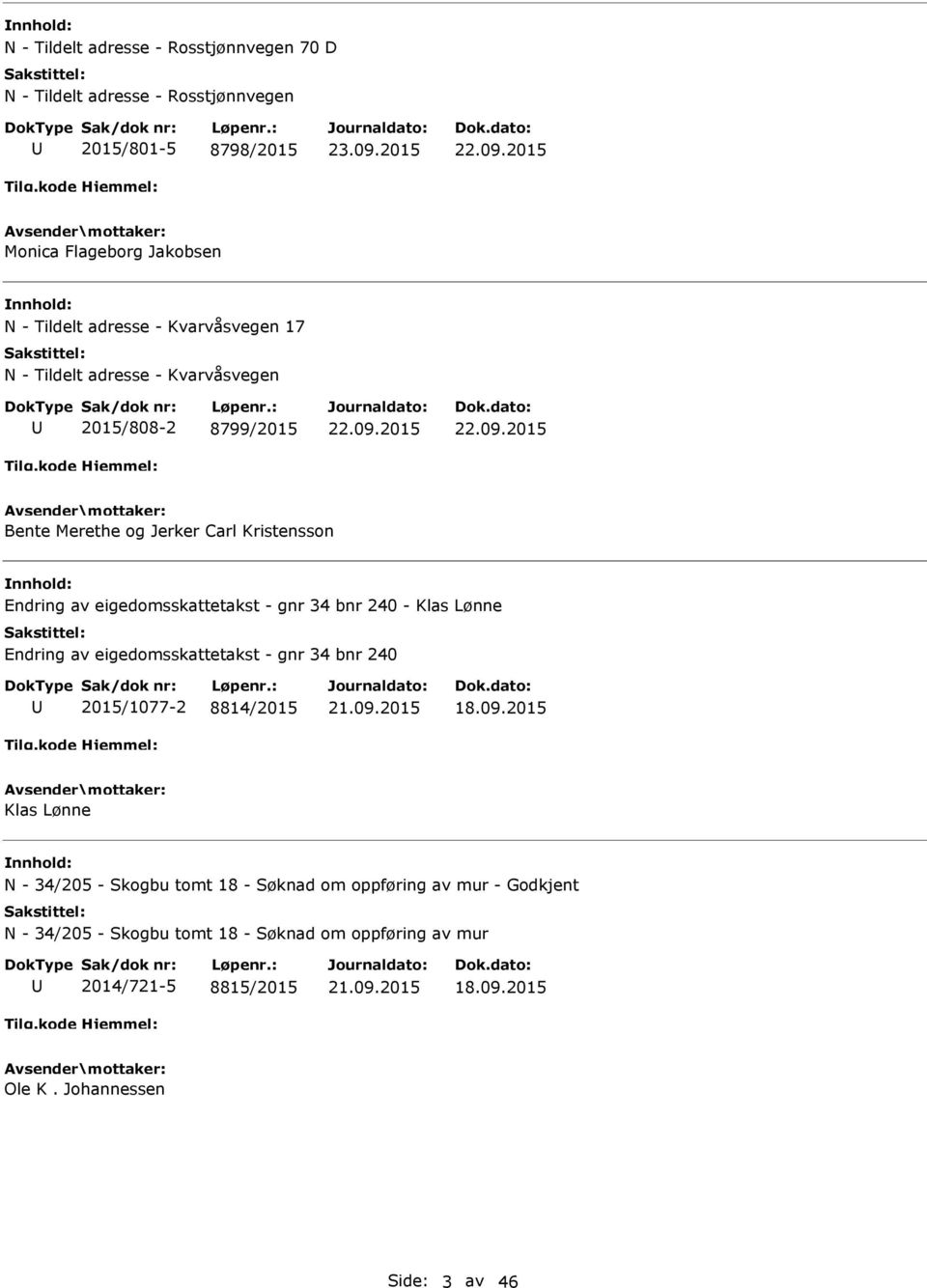 - gnr 34 bnr 240 - Klas Lønne Endring av eigedomsskattetakst - gnr 34 bnr 240 2015/1077-2 8814/2015 Klas Lønne N - 34/205 - Skogbu tomt 18 -