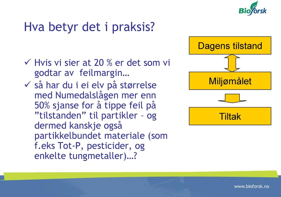 ei elv på størrelse med Numedalslågen mer enn 50% sjanse for å tippe feil på