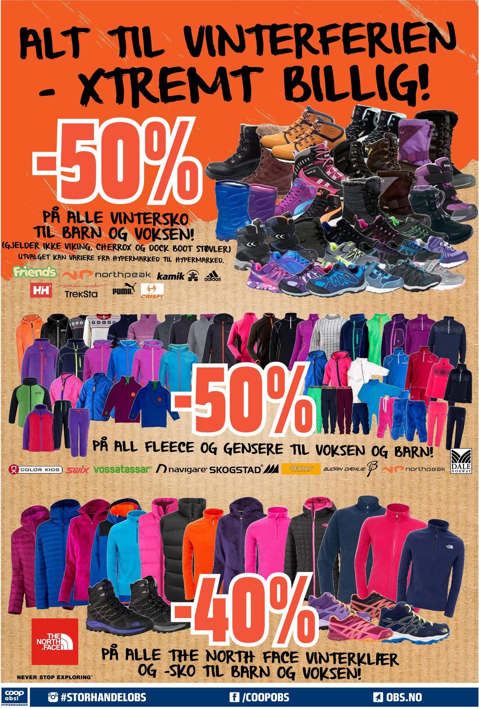 HYPERMARKED TIL HYPERMARKED. -50% PÅ ALL FLEECE OG GENSERE TIL VOKSEN OG BARN!