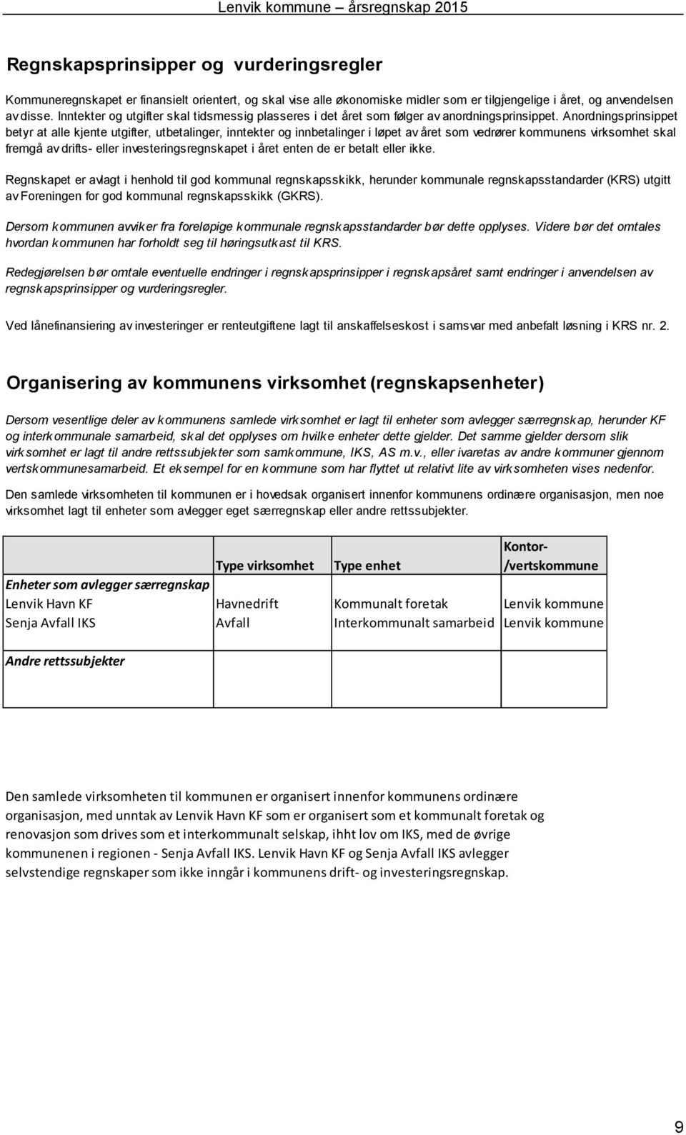 Anordningsprinsippet betyr at alle kjente utgifter, utbetalinger, inntekter og innbetalinger i løpet av året som vedrører kommunens virksomhet skal fremgå av drifts eller investeringsregnskapet i