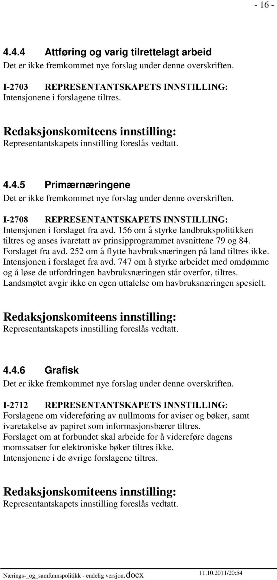 252 om å flytte havbruksnæringen på land tiltres ikke. Intensjonen i forslaget fra avd. 747 om å styrke arbeidet med omdømme og å løse de utfordringen havbruksnæringen står overfor, tiltres.