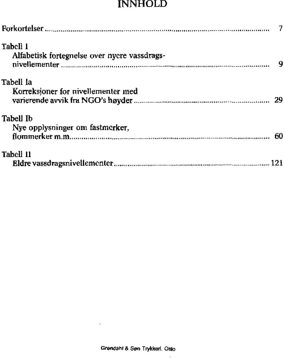 .. 9 Tabell la Korreksjoner for nivellementer med varierende avvik fra NGO's høyder.