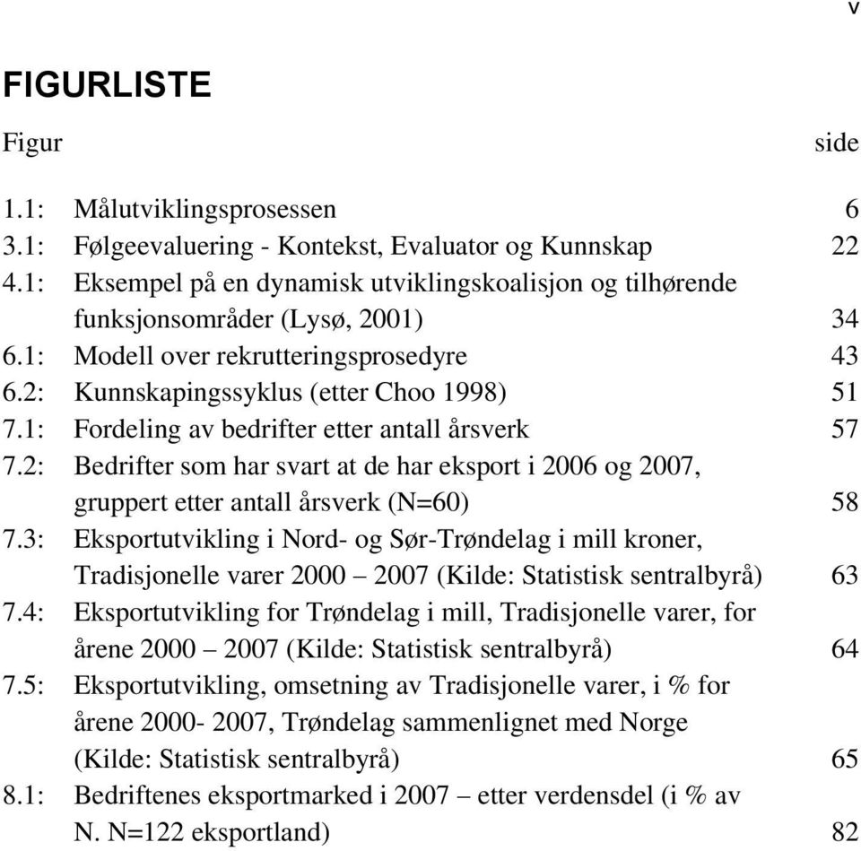 1: Fordeling av bedrifter etter antall årsverk 57 7.2: Bedrifter som har svart at de har eksport i 2006 og 2007, gruppert etter antall årsverk (N=60) 58 7.