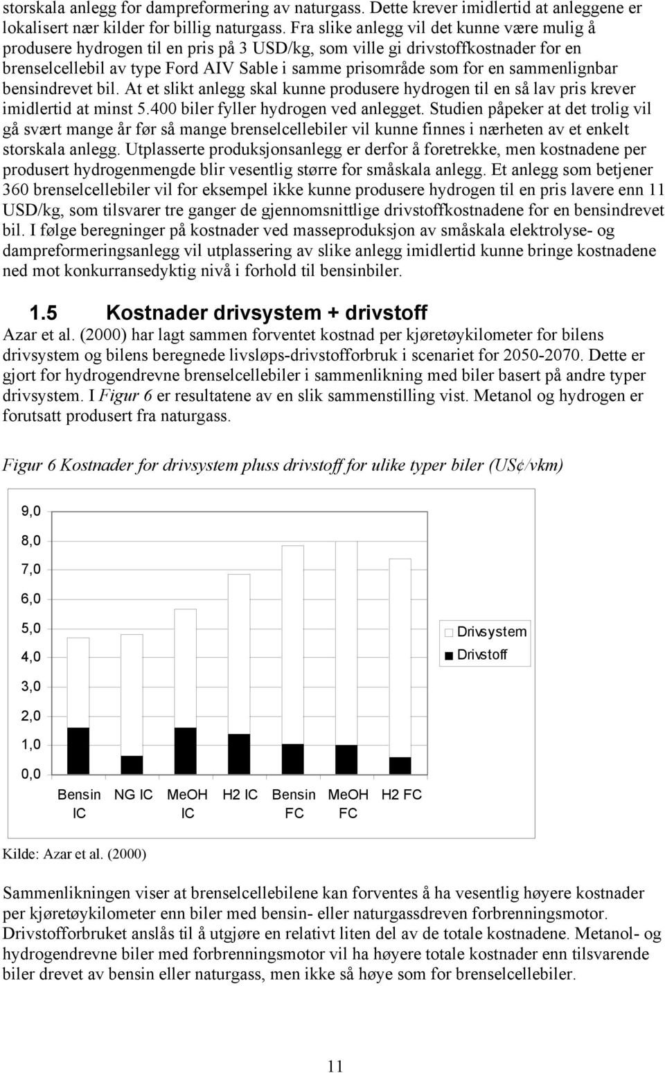 sammenlignbar bensindrevet bil. At et slikt anlegg skal kunne produsere hydrogen til en så lav pris krever imidlertid at minst 5.400 biler fyller hydrogen ved anlegget.