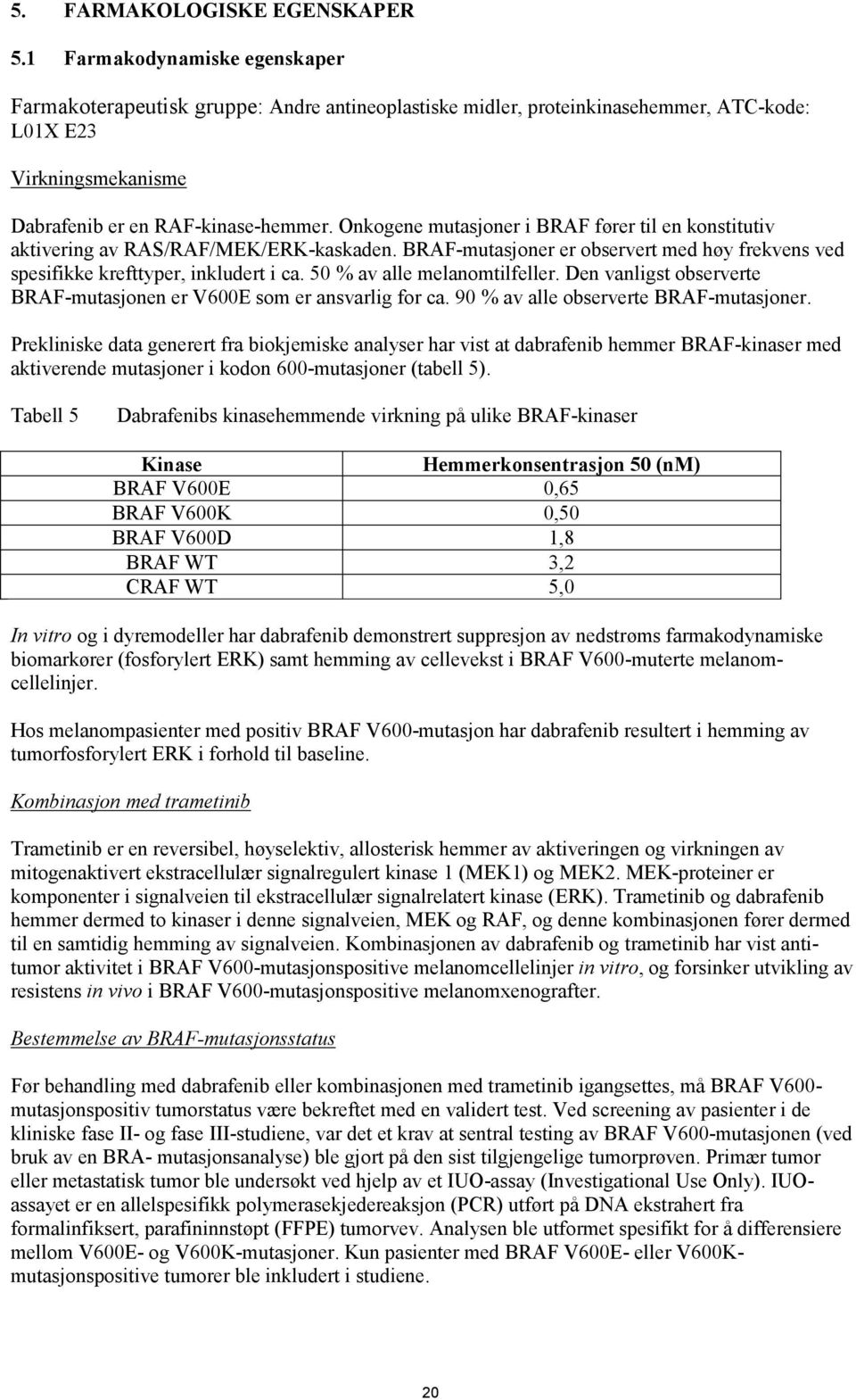 Onkogene mutasjoner i BRAF fører til en konstitutiv aktivering av RAS/RAF/MEK/ERK-kaskaden. BRAF-mutasjoner er observert med høy frekvens ved spesifikke krefttyper, inkludert i ca.