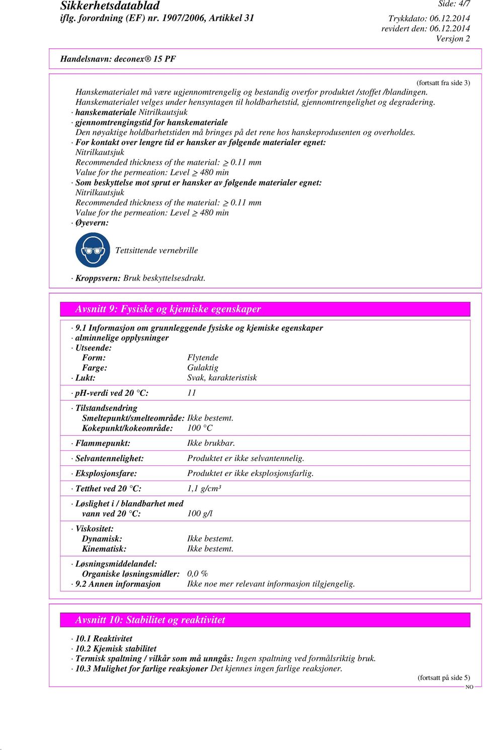 hanskemateriale Nitrilkautsjuk gjennomtrengingstid for hanskemateriale Den nøyaktige holdbarhetstiden må bringes på det rene hos hanskeprodusenten og overholdes.