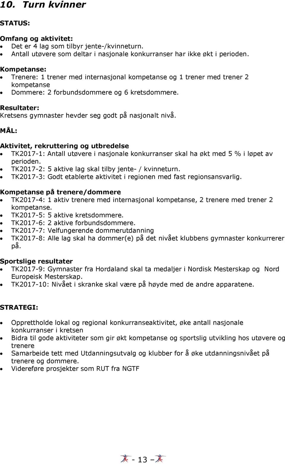 Resultater: Kretsens gymnaster hevder seg godt på nasjonalt nivå. MÅL: Aktivitet, rekruttering og utbredelse TK2017-1: Antall utøvere i nasjonale konkurranser skal ha økt med 5 % i løpet av perioden.