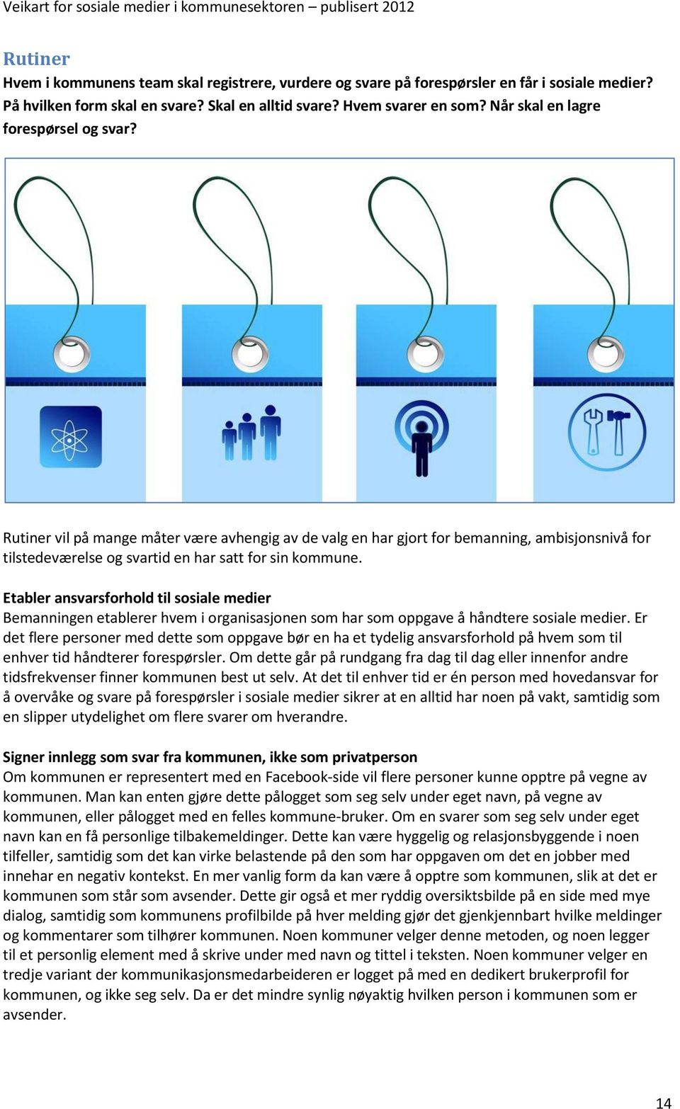 Etabler ansvarsforhold til sosiale medier Bemanningen etablerer hvem i organisasjonen som har som oppgave å håndtere sosiale medier.