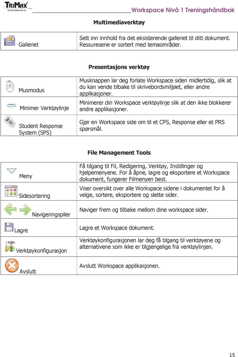 andre applikasjoner. Minimerer din Workspace verktøylinje slik at den ikke blokkerer andre applikasjoner. Gjør en Workspace side om til et CPS, Response eller et PRS spørsmål.