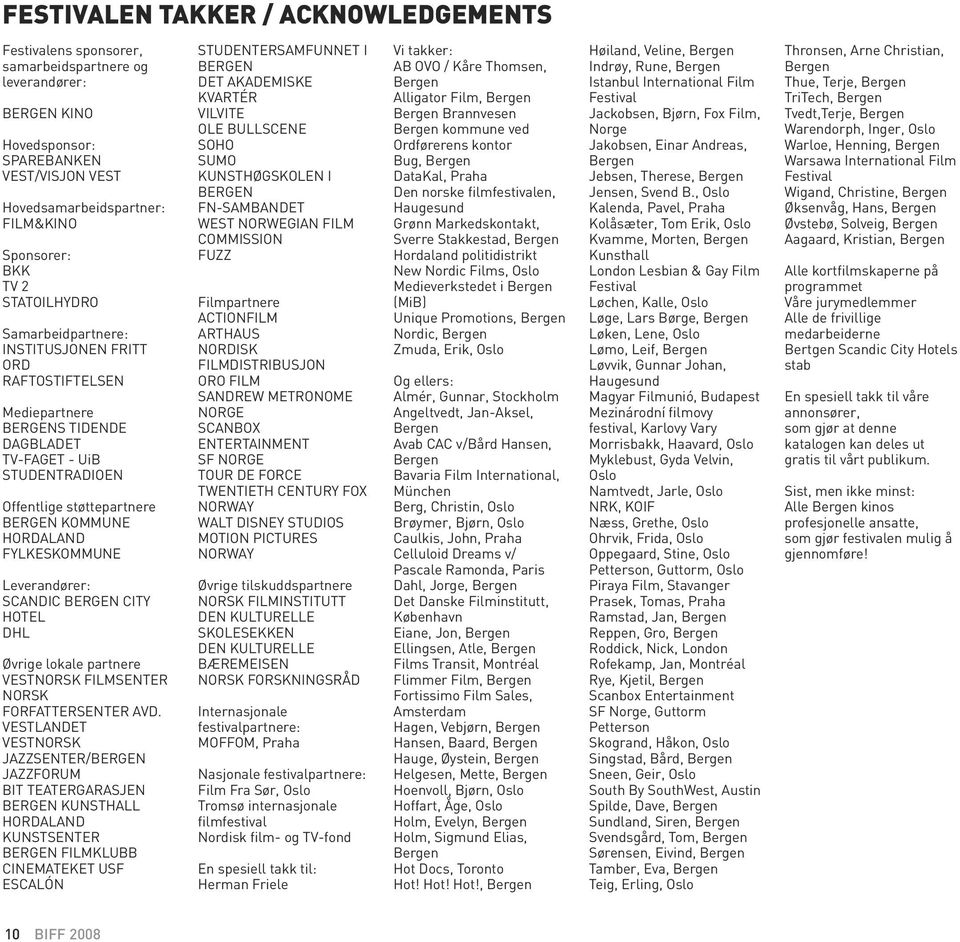 FYLKESKOMMUNE Leverandører: SCANDIC BERGEN CITY HOTEL DHL Øvrige lokale partnere VESTNORSK FILMSENTER NORSK FORFATTERSENTER AVD.