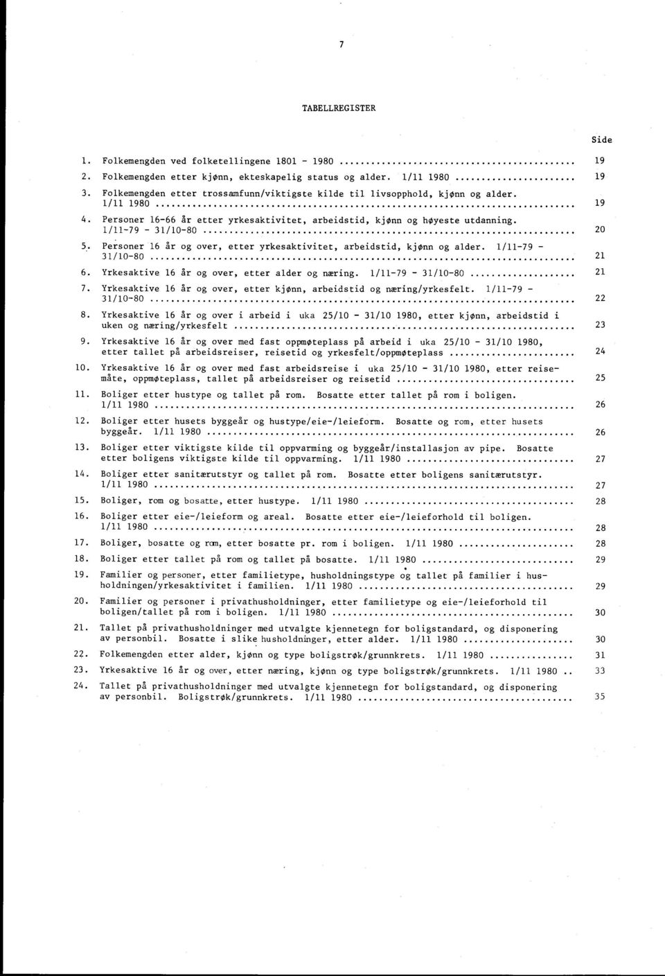 /-79-3/0-80 5, Personer 6 år og over, etter yrkesaktivitet, arbeidstid, kjønn og alder. /-79 3/0-80 6. Yrkesaktive 6 år og over, etter alder og næring. /-79-3/0-80 7.