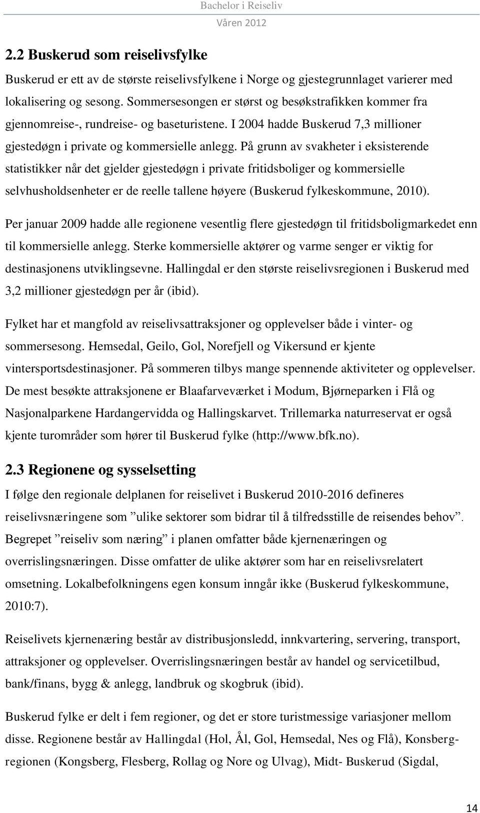 På grunn av svakheter i eksisterende statistikker når det gjelder gjestedøgn i private fritidsboliger og kommersielle selvhusholdsenheter er de reelle tallene høyere (Buskerud fylkeskommune, 2010).