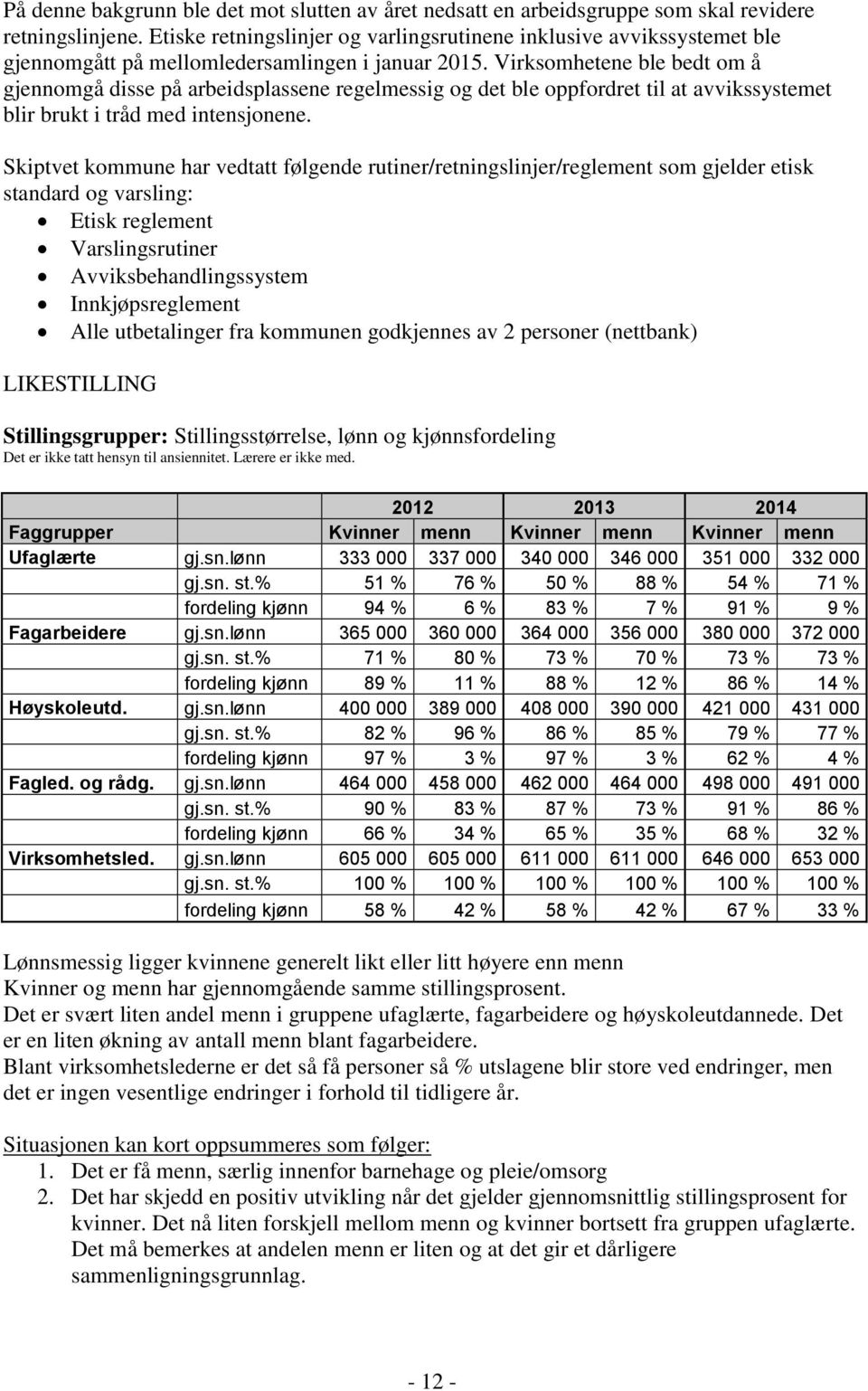 Virksomhetene ble bedt om å gjennomgå disse på arbeidsplassene regelmessig og det ble oppfordret til at avvikssystemet blir brukt i tråd med intensjonene.