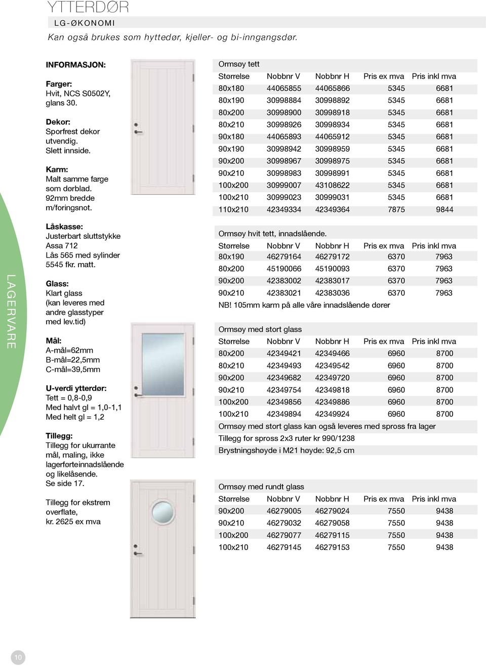 Glass: Klart glass (kan leveres med andre glasstyper med lev.