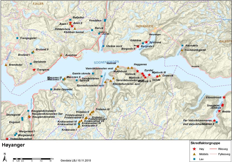 Bjordaltunnelen vest Indre Oppedal Bøfjorden Ikjefjorden Vadheim Juvet Vadheimsfjorden Gildråna Systrona Berge Ulvåna nord Bergselv I Bergselv II SOGNEFJORDEN Fuglsetfjorden angsfjorden anger