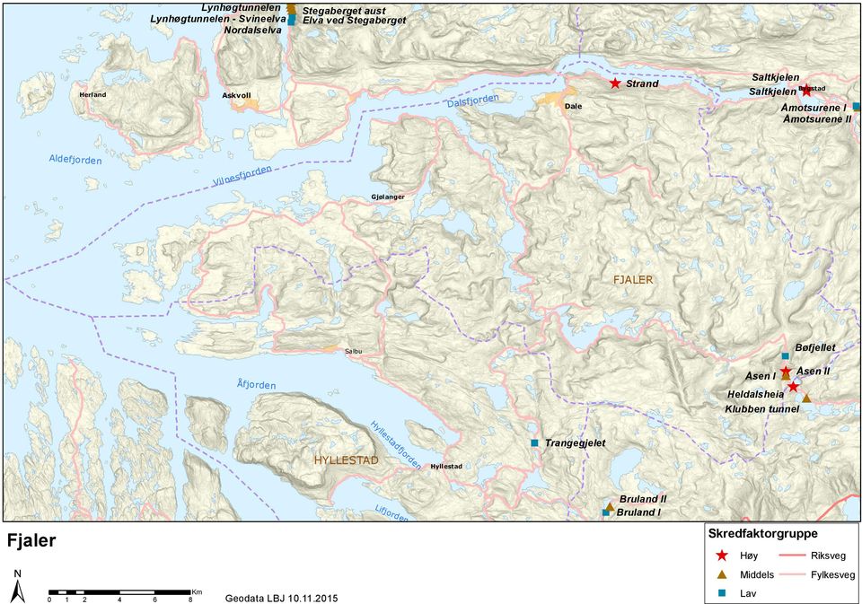 Aldefjorden Vilnesfjorden Gjølanger FJALER Salbu Bøfjellet Åfjorden Åsen II Åsen I Heldalsheia