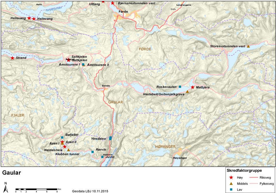 GAULAR Roskevaulen Hestebeit/Geitemjølkgrova Matbjøra FJALER Gaular Bøfjellet Åsen I Åsen II