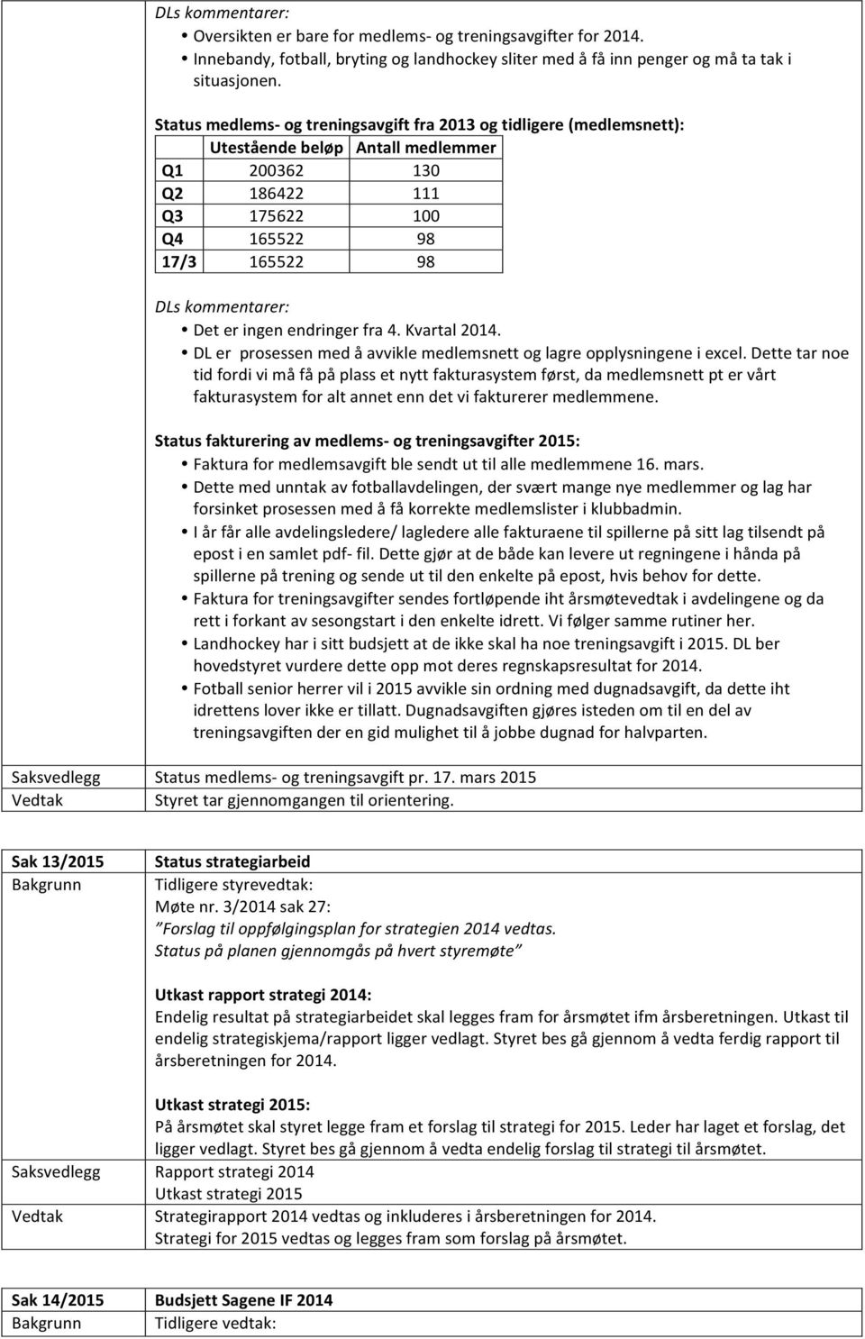 ingen endringer fra 4. Kvartal 2014. DL er prosessen med å avvikle medlemsnett og lagre opplysningene i excel.