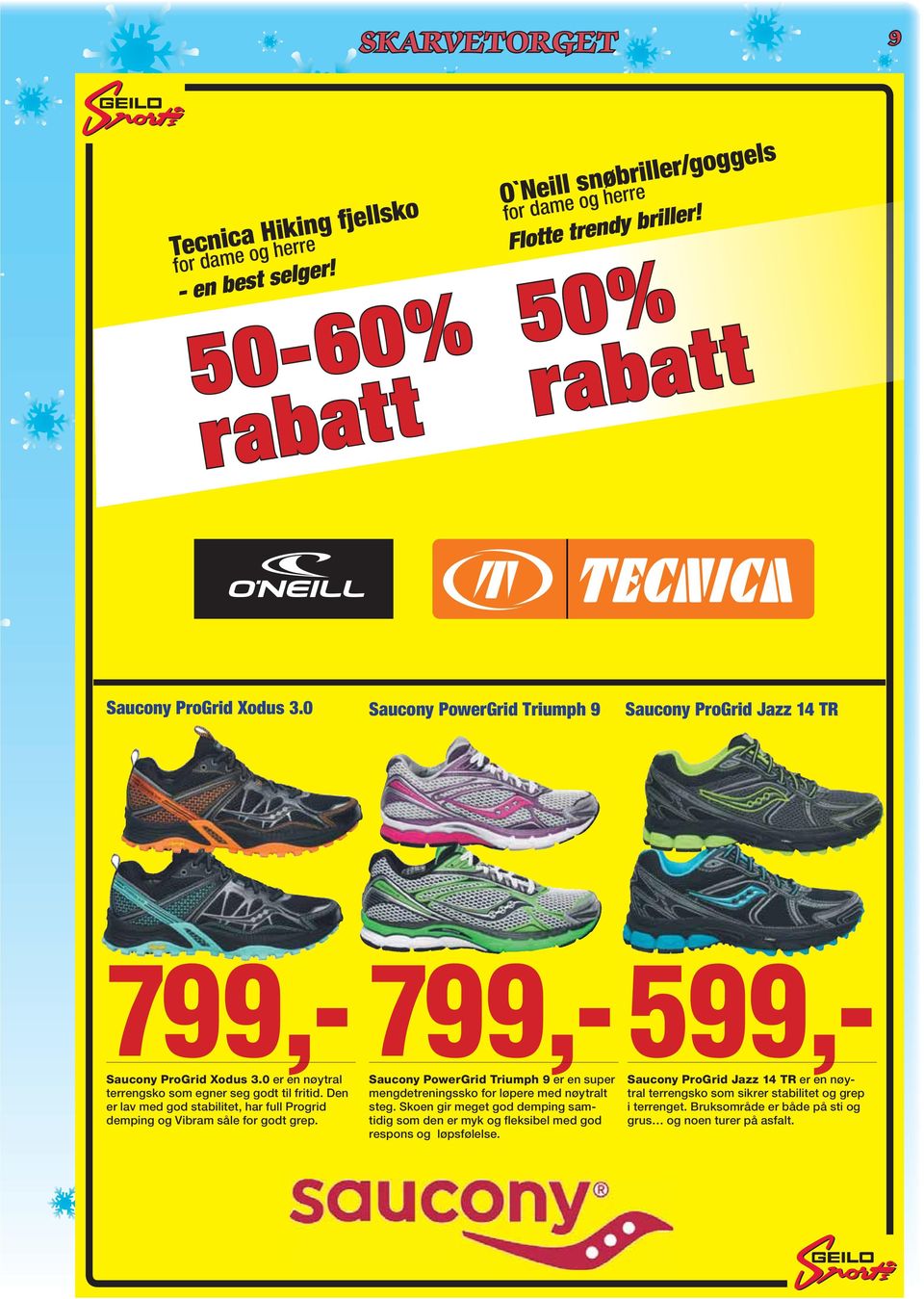 Den er lav med god stabilitet, har full Progrid demping og Vibram såle for godt grep. 799,- Saucony PowerGrid Triumph 9 er en super mengdetreningssko for løpere med nøytralt steg.