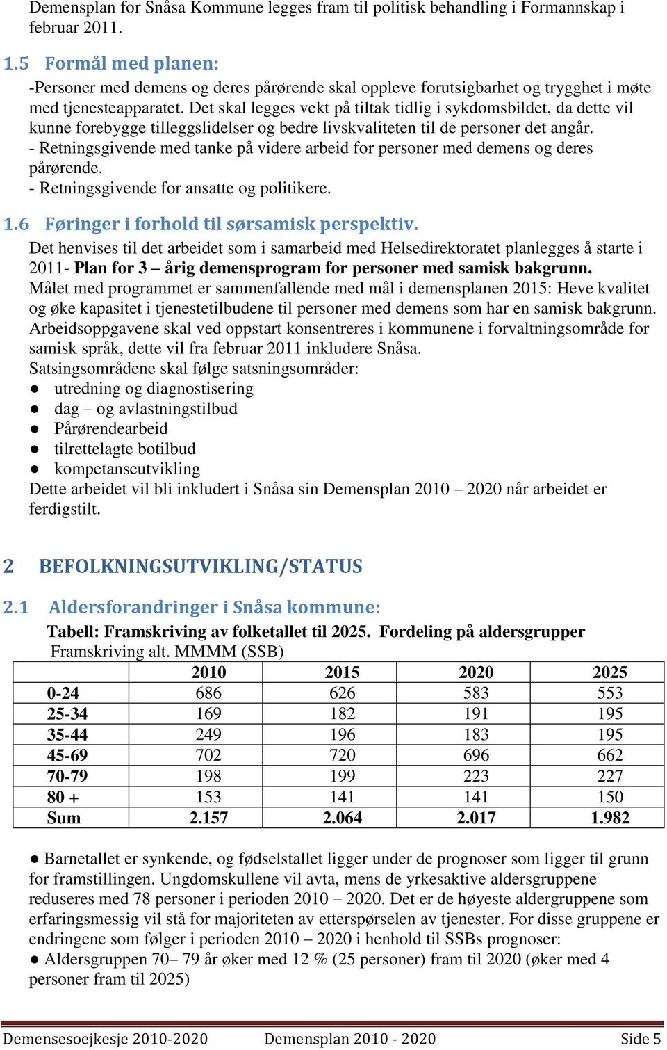 Det skal legges vekt på tiltak tidlig i sykdomsbildet, da dette vil kunne forebygge tilleggslidelser og bedre livskvaliteten til de personer det angår.