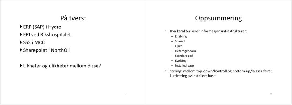 Oppsummering Hva karakteriserer informasjonsinfrastrukturer: Enabling Shared Open